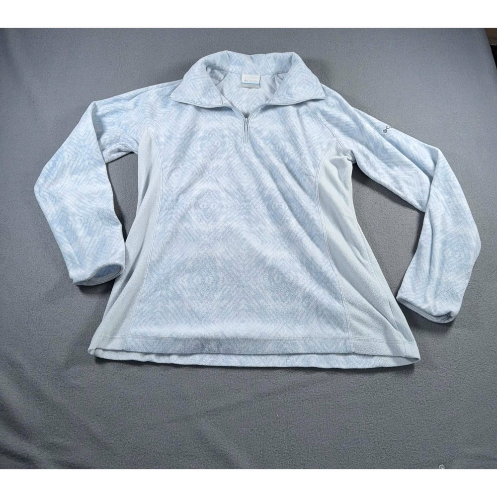 Columbia Womens Size Large Glacial IV Half Zip Fleece Pullover Geometric Blue